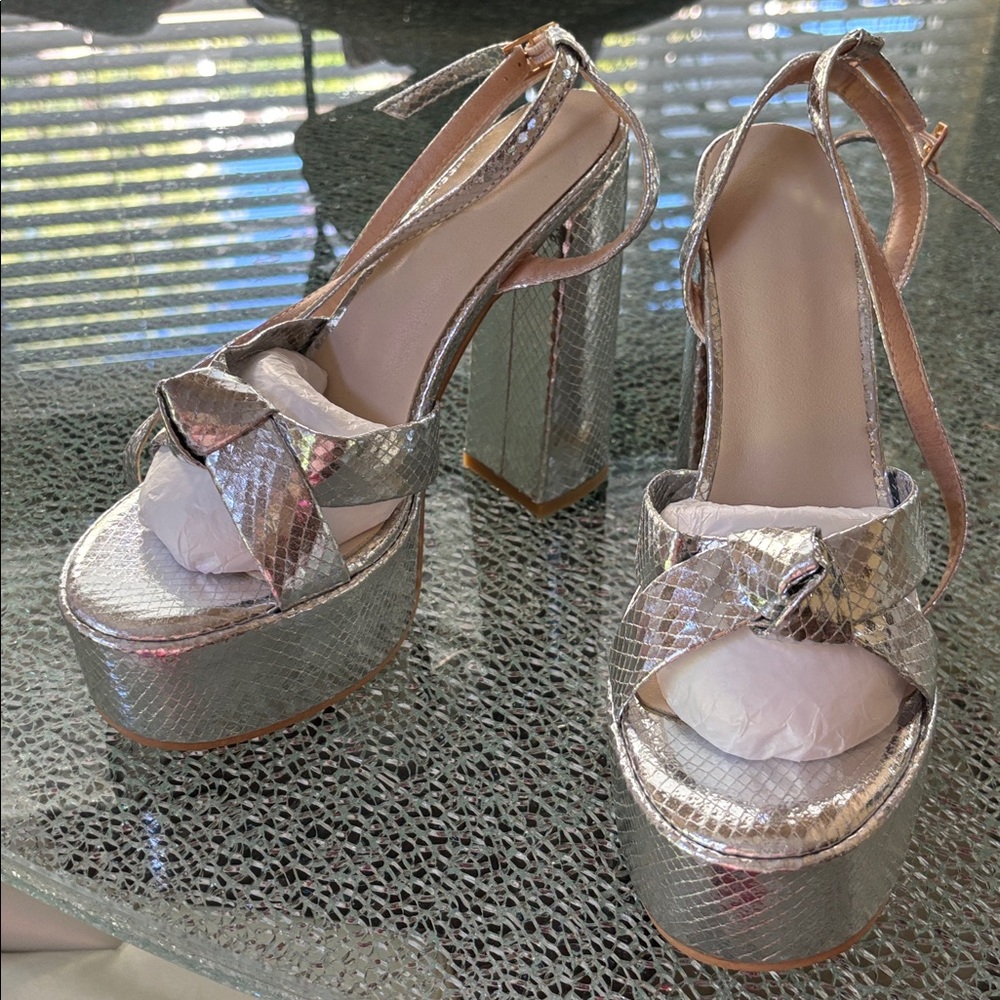Silver heels - never worn